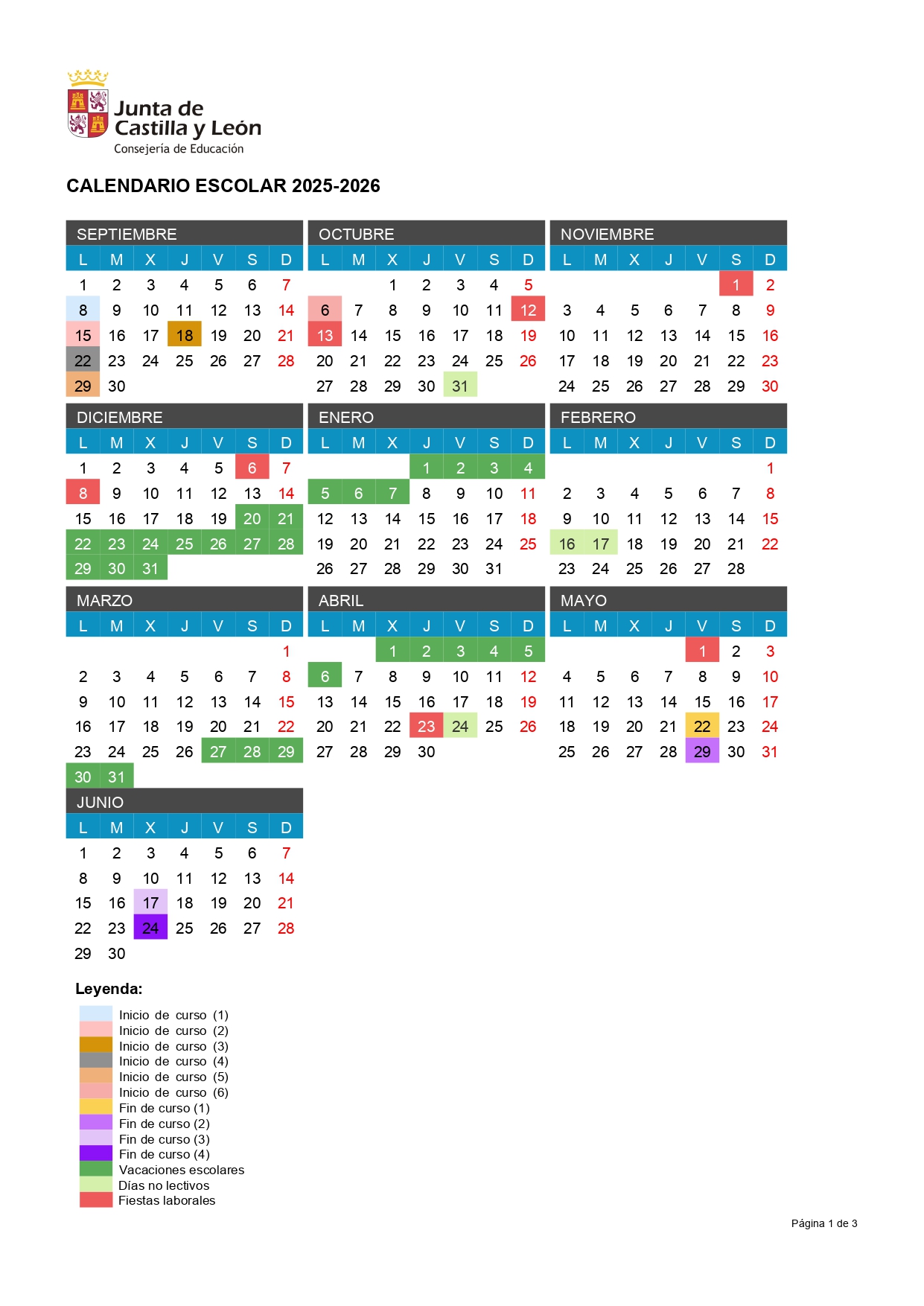 calendario escolar