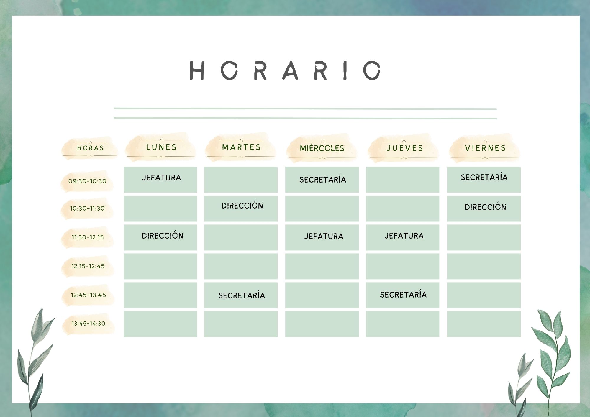 horario dirección