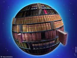Foto composición de libros en una esfera