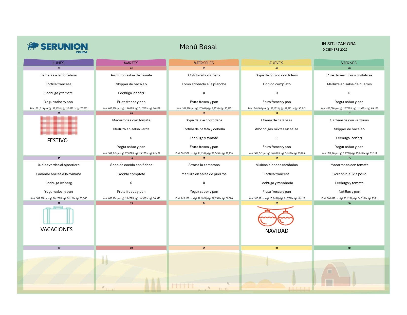 MENU DICIEMBRE MENU DICIEMBRE
